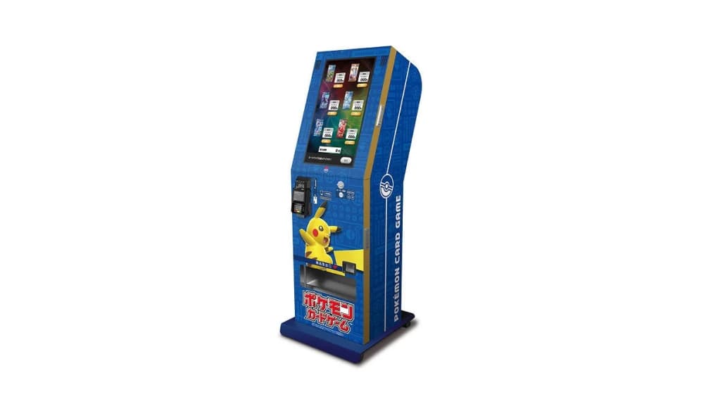A blue Pokémon Card Stand vending machine